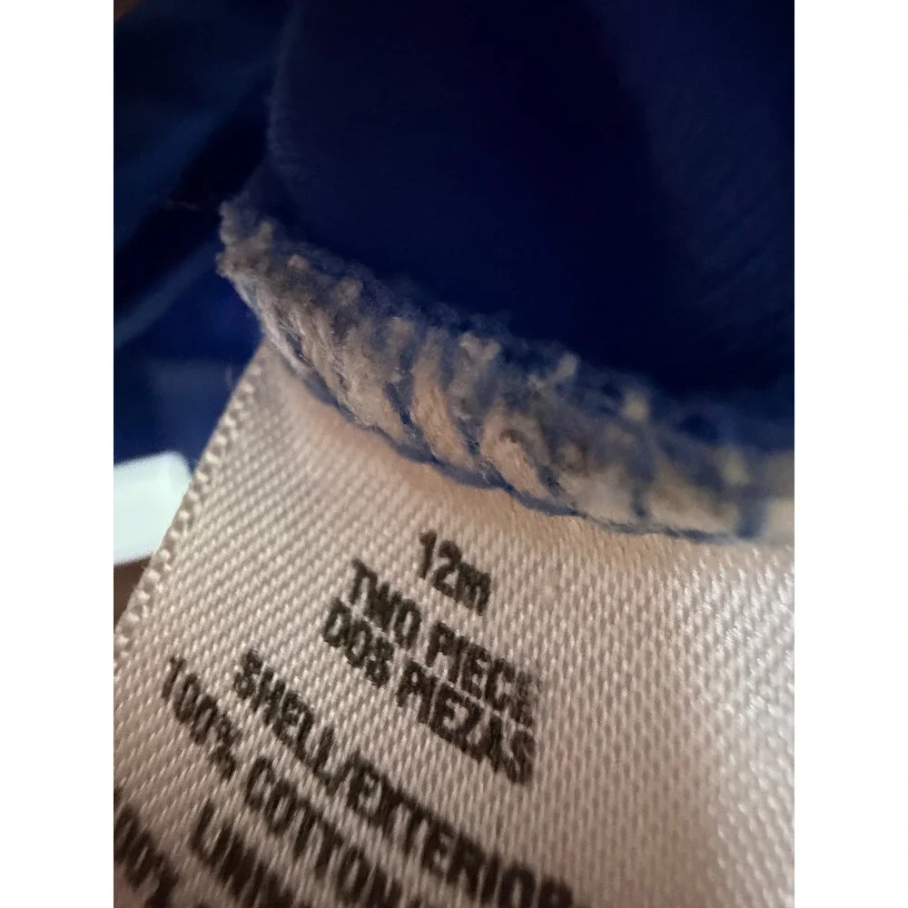 Carter's Boys 12M Blue Whale Print Zip Up Hoodie Jacket Coastal Nautical